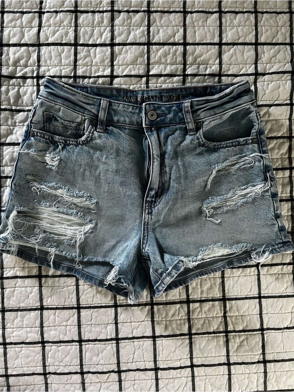 American Eagle Outfitters Medium Blue Distressed Denim Shorts